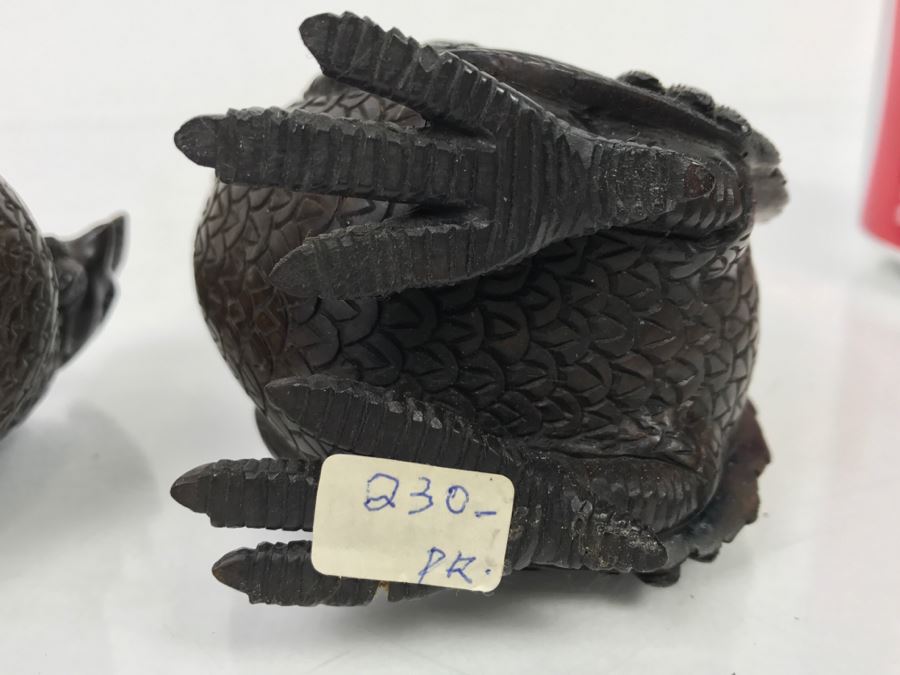 Pair Of Well Executed Wood Carving Sculptures Of A Rooster And Hen (See Photos) [Photo 30]