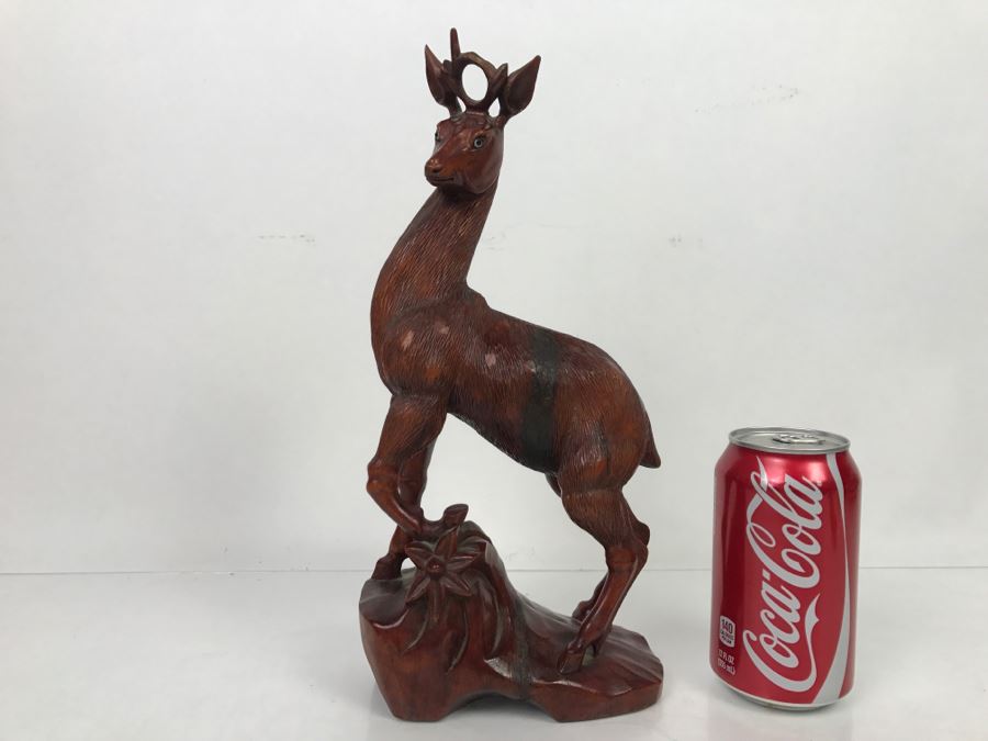 Vintage Chinese Wood Carving Sculpture Of Deer [Photo 1]