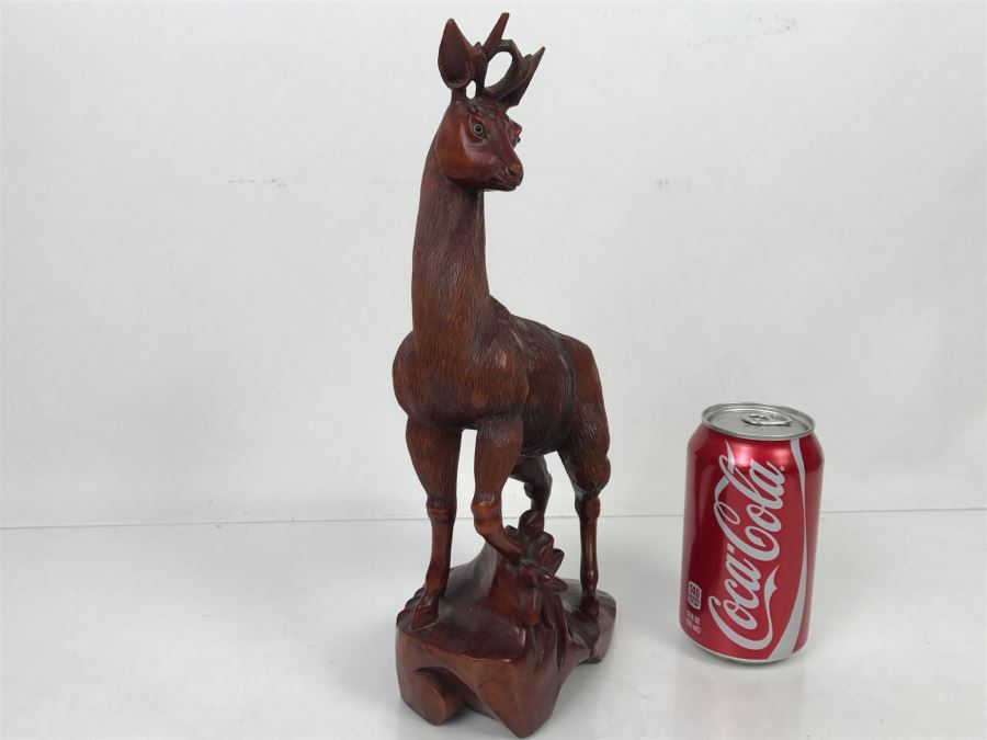 Vintage Chinese Wood Carving Sculpture Of Deer [Photo 9]