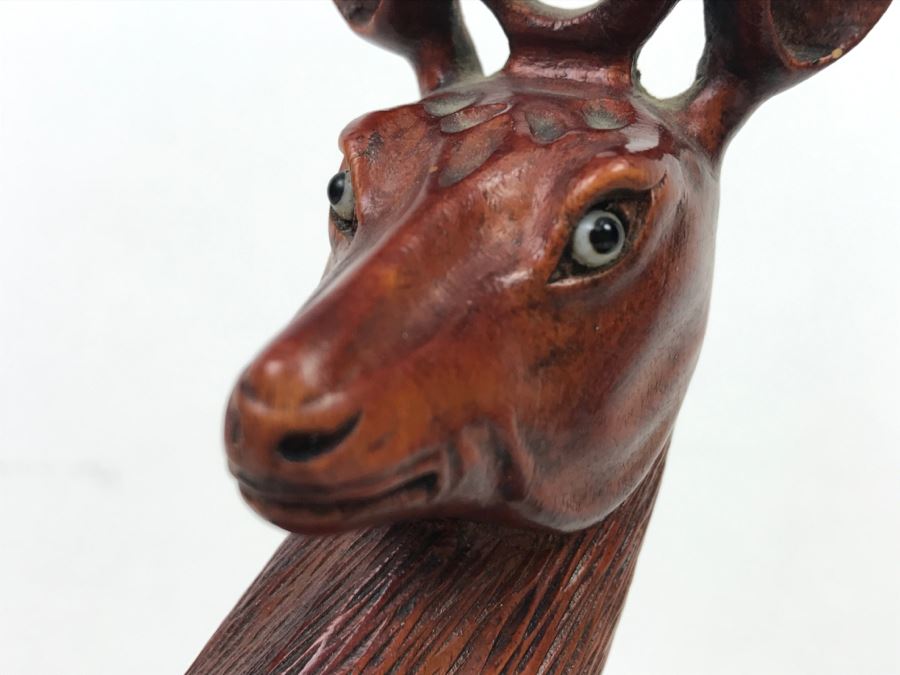 Vintage Chinese Wood Carving Sculpture Of Deer [Photo 5]
