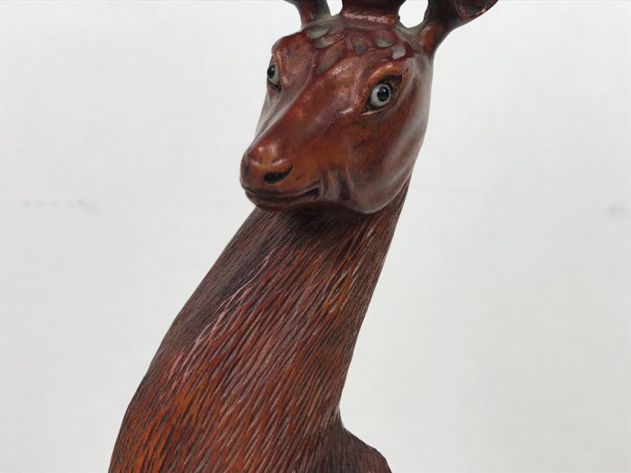 Vintage Chinese Wood Carving Sculpture Of Deer [Photo 6]