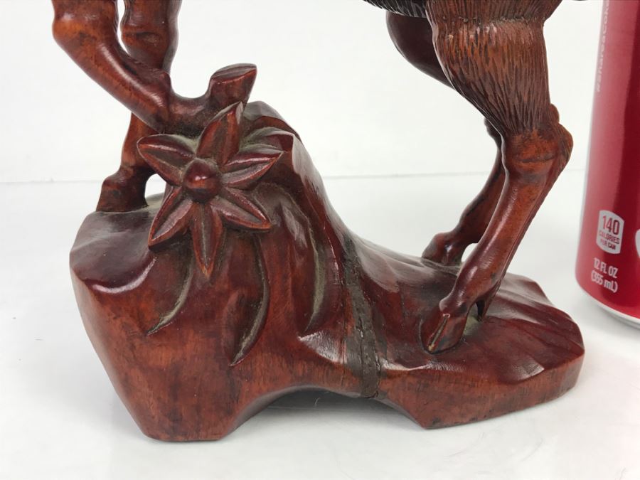 Vintage Chinese Wood Carving Sculpture Of Deer [Photo 8]