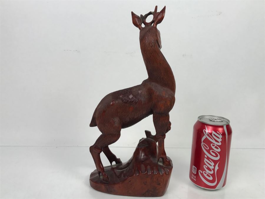 Vintage Chinese Wood Carving Sculpture Of Deer [Photo 12]