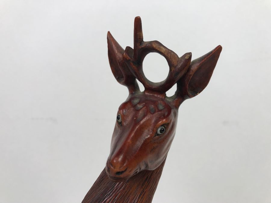 Vintage Chinese Wood Carving Sculpture Of Deer [Photo 3]