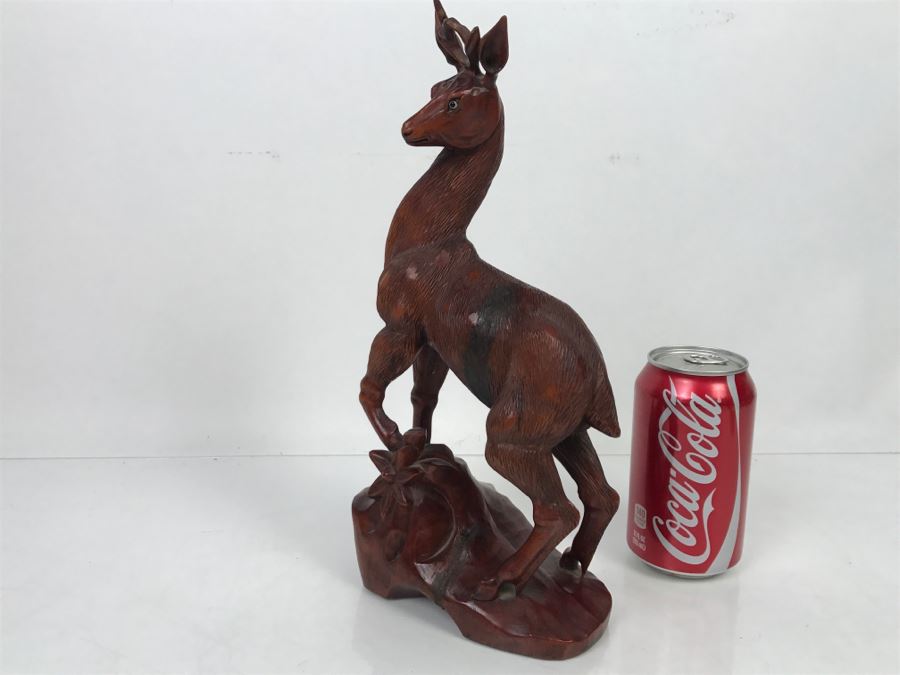 Vintage Chinese Wood Carving Sculpture Of Deer [Photo 14]