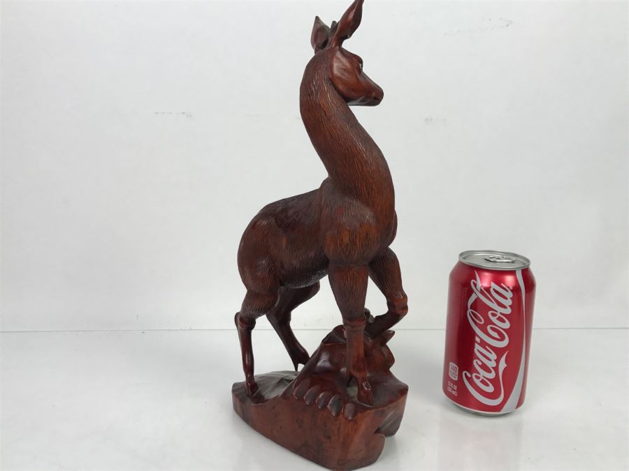 Vintage Chinese Wood Carving Sculpture Of Deer [Photo 11]