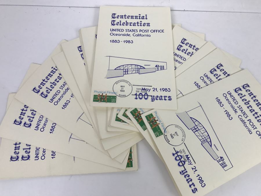 Collection Of Centennial Celebration Ceremony Programs Stamps From The 100th Anniversay Of The Oceanside, CA United States Post Office 1983