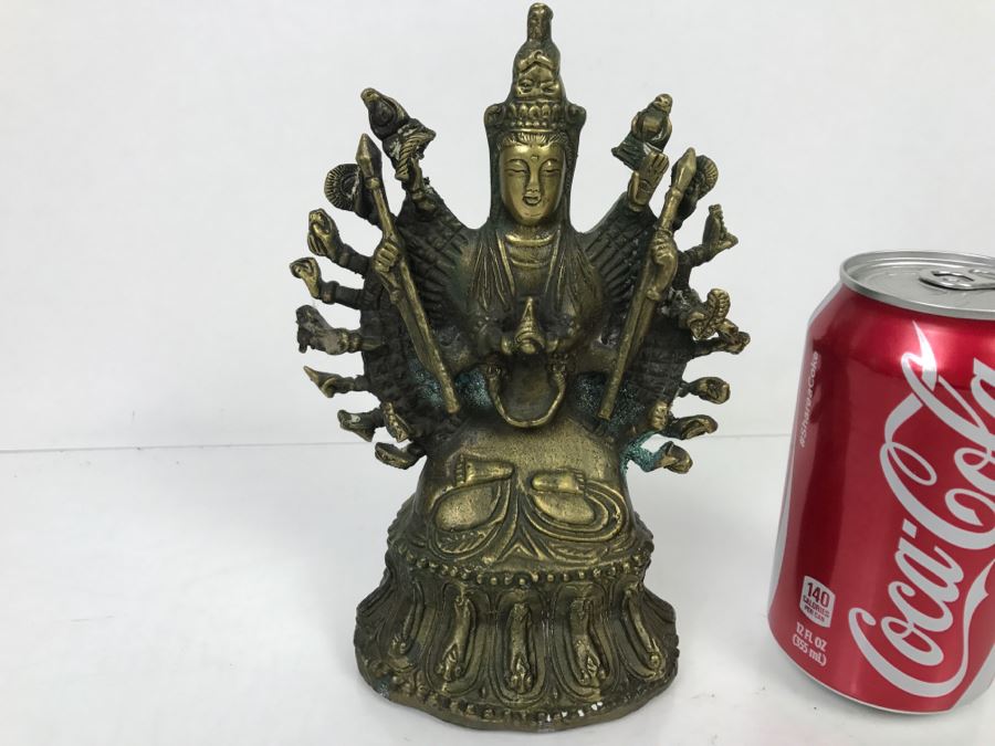 Vintage Tibet Buddhism Brass 1000 Arms Avalokiteshvara Guan Yin Kwan-Yin Buddha Statue [Photo 2]
