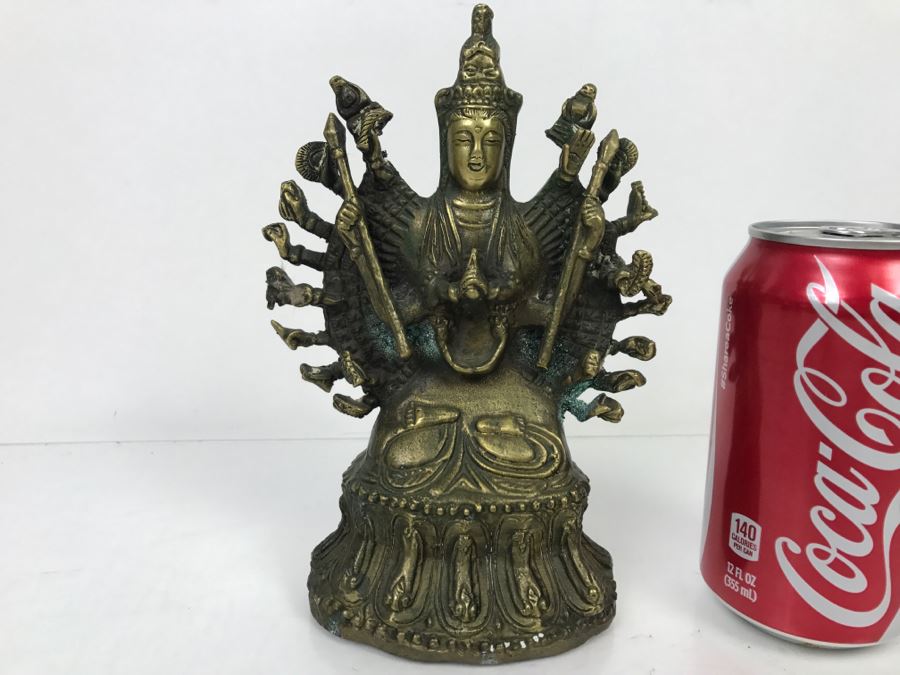 Vintage Tibet Buddhism Brass 1000 Arms Avalokiteshvara Guan Yin Kwan-Yin Buddha Statue [Photo 1]