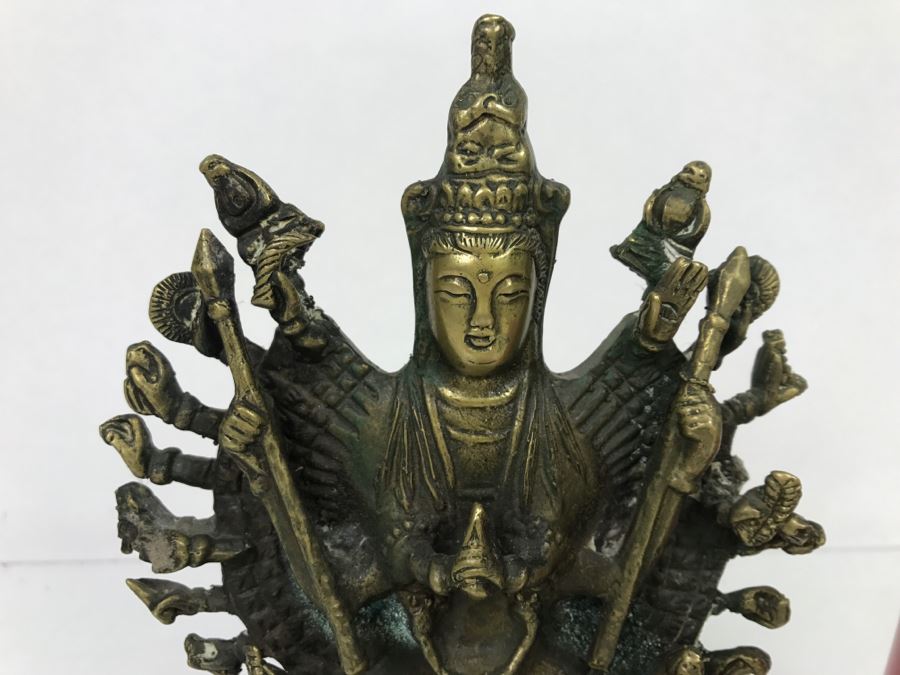 Vintage Tibet Buddhism Brass 1000 Arms Avalokiteshvara Guan Yin Kwan-Yin Buddha Statue [Photo 3]