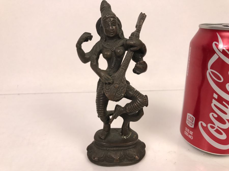 Copper Bronze Indian Sculpture Of Saraswati [Photo 2]