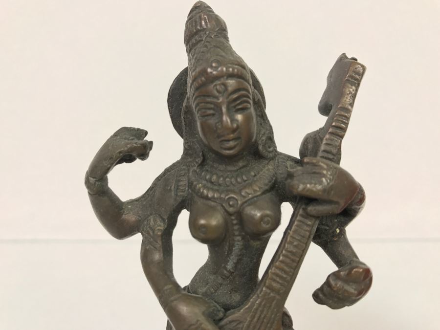 Copper Bronze Indian Sculpture Of Saraswati [Photo 3]
