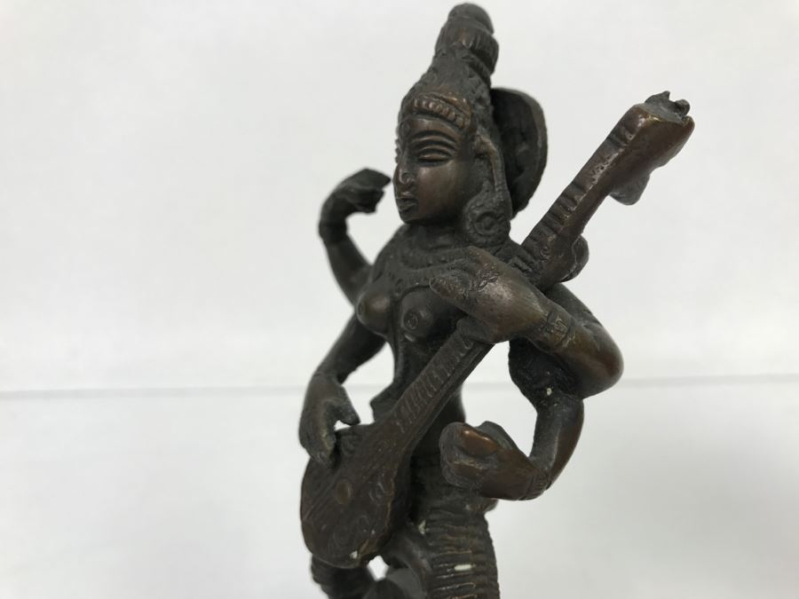 Copper Bronze Indian Sculpture Of Saraswati [Photo 8]