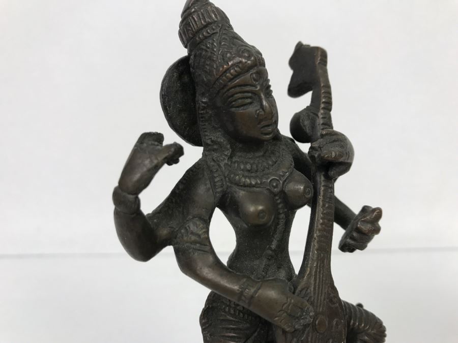 Copper Bronze Indian Sculpture Of Saraswati [Photo 15]