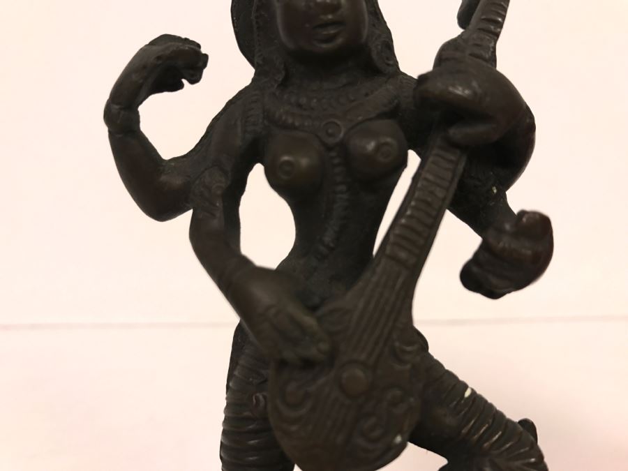 Copper Bronze Indian Sculpture Of Saraswati [Photo 4]
