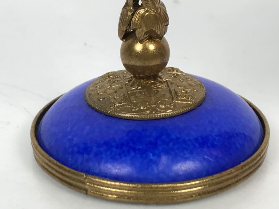 Peint Main Limoges France Porcelain Trinket Box American Flag Globe [Photo 10]