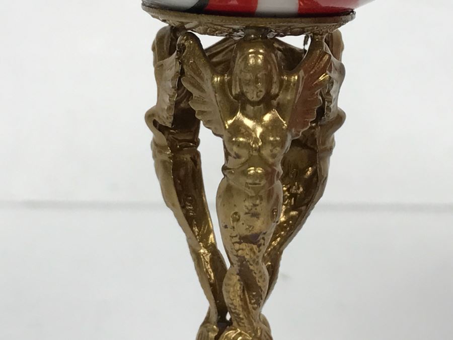 Peint Main Limoges France Porcelain Trinket Box American Flag Globe [Photo 5]