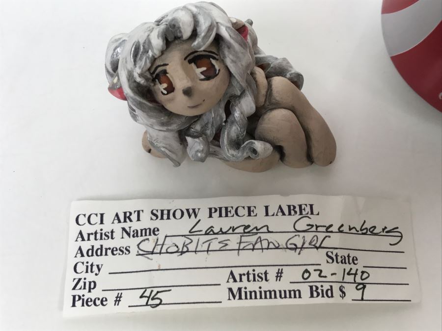 CCI Comic-Con International Art Show Hand Painted Clay Sculpture By Lauren Greenberg Chobits Fan Girl [Photo 4]