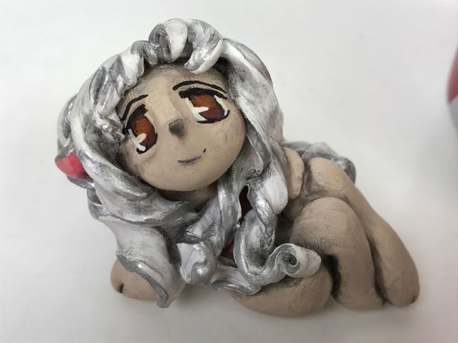 CCI Comic-Con International Art Show Hand Painted Clay Sculpture By Lauren Greenberg Chobits Fan Girl [Photo 3]