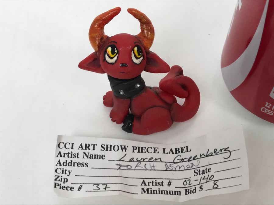 CCI Comic-Con International Art Show Hand Painted Clay Sculpture By Lauren Greenberg Torch Demon [Photo 5]