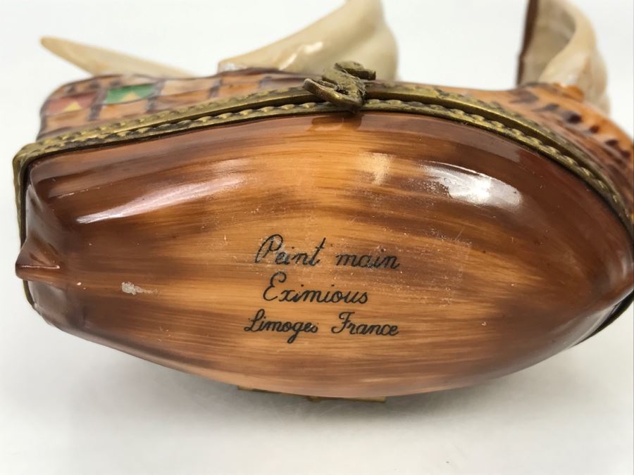 Peint Main Eximious Limoges France Trinket Box Of Ship [Photo 7]