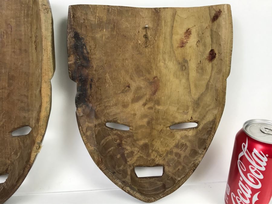 Pair Of Carved Wood Masks (One Mask Has Been Repaired) [Photo 9]