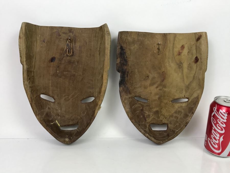 Pair Of Carved Wood Masks (One Mask Has Been Repaired) [Photo 8]