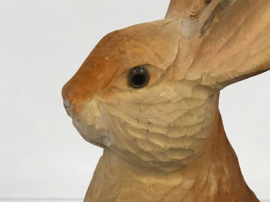 wooden rabbit statue