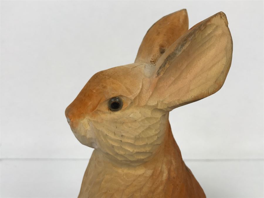 wooden rabbit statue