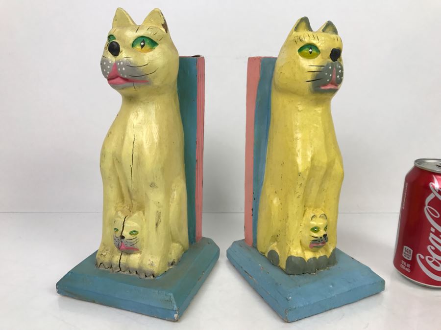 Pair Of Cat Bookends Made In Indonesia [Photo 1]