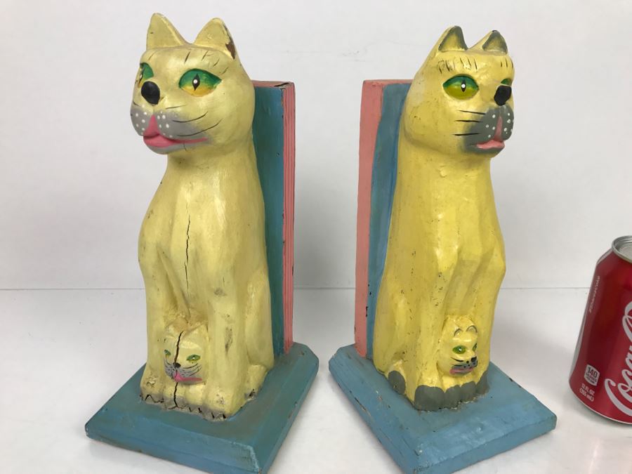 Pair Of Cat Bookends Made In Indonesia [Photo 2]