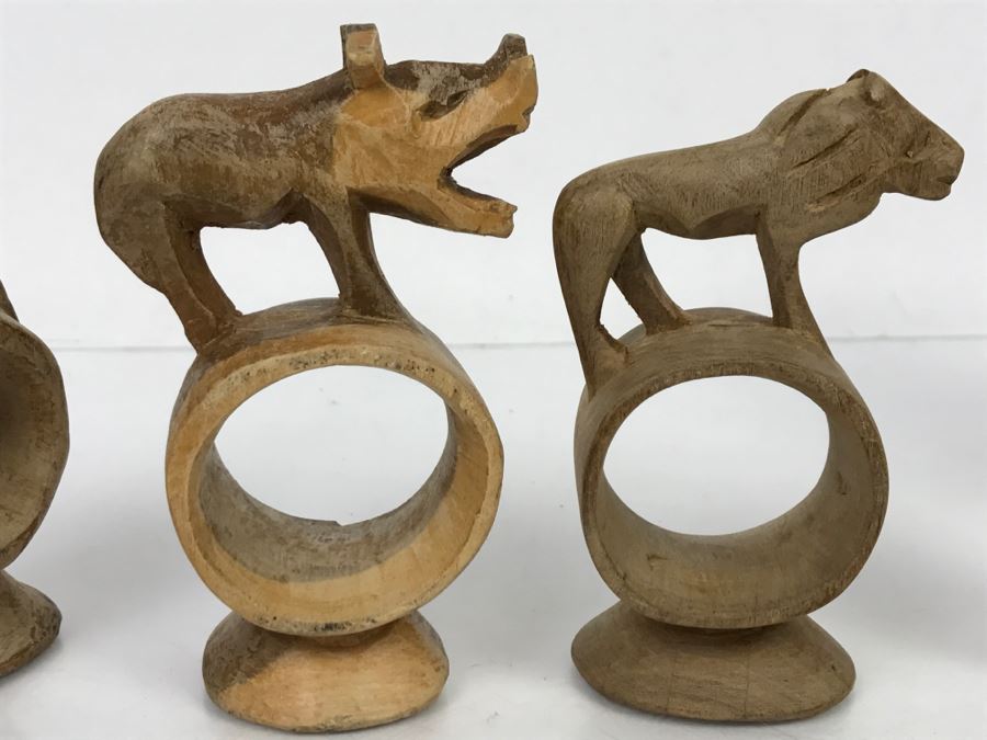Collection Of Hand Carved Animal Figural Napkin Rings From Kenya Africa [Photo 4]