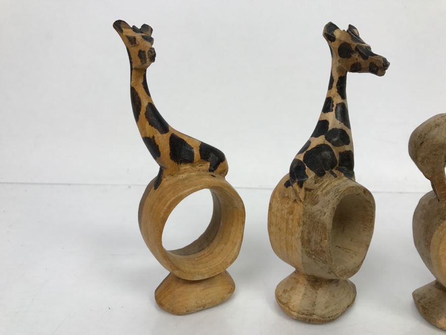 Collection Of Hand Carved Animal Figural Napkin Rings From Kenya Africa [Photo 2]