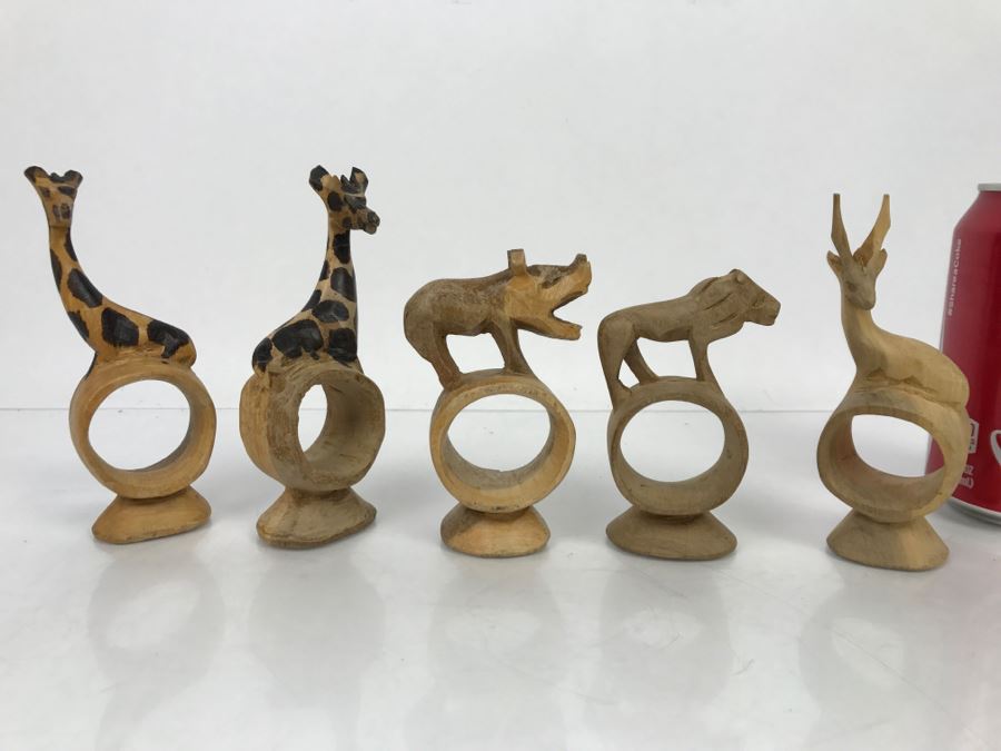Collection Of Hand Carved Animal Figural Napkin Rings From Kenya Africa [Photo 1]