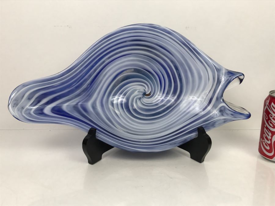 Footed Fish Art Glass Bowl (Stand Not Included)