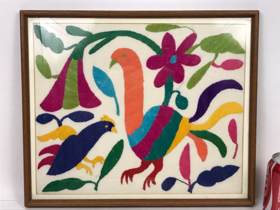 Framed Colorful Bird Embroidery Wall Artwork [Photo 2]