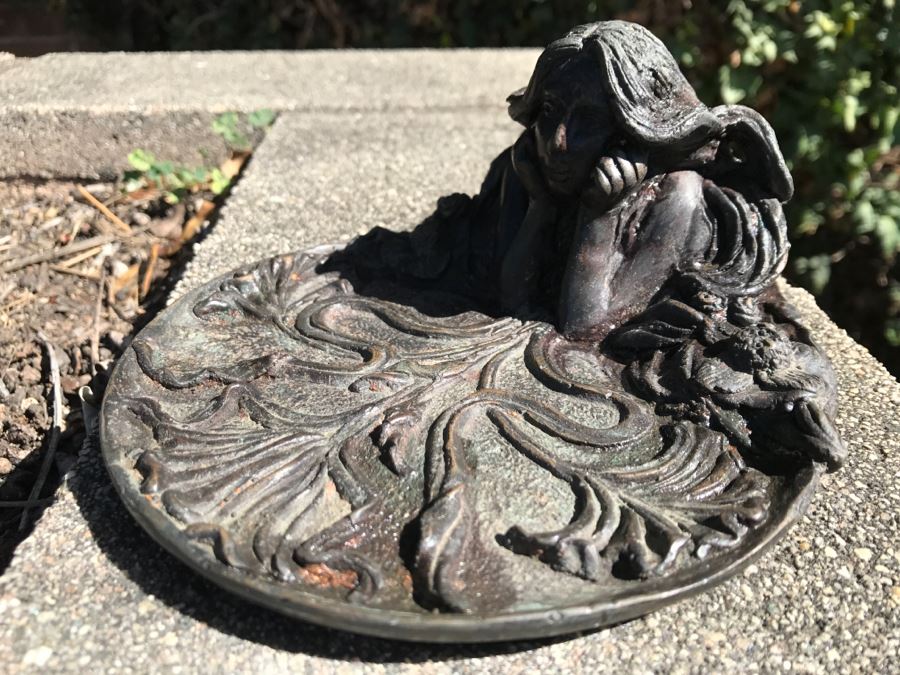 Bronze Art Nouveau Style Dish Signed RL [Photo 8]