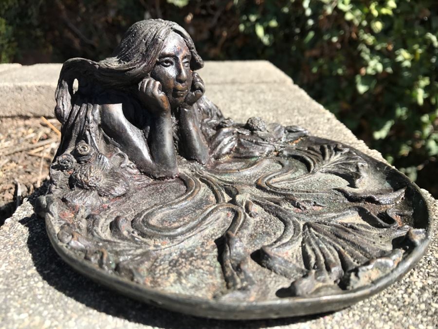 Bronze Art Nouveau Style Dish Signed RL [Photo 9]