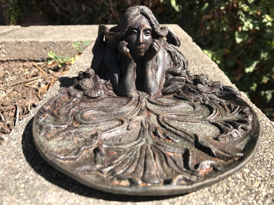 Bronze Art Nouveau Style Dish Signed RL [Photo 4]