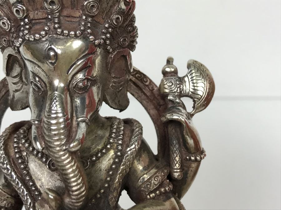 Vintage Silver Indian Deity Sculpture Ganesha Made In Nepal [Photo 26]