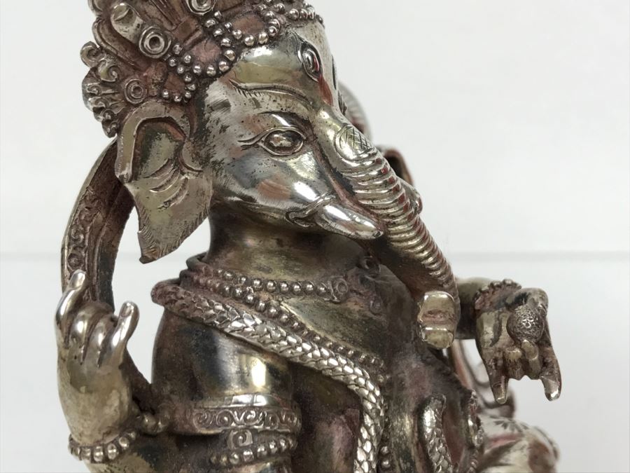 Vintage Silver Indian Deity Sculpture Ganesha Made In Nepal [Photo 20]
