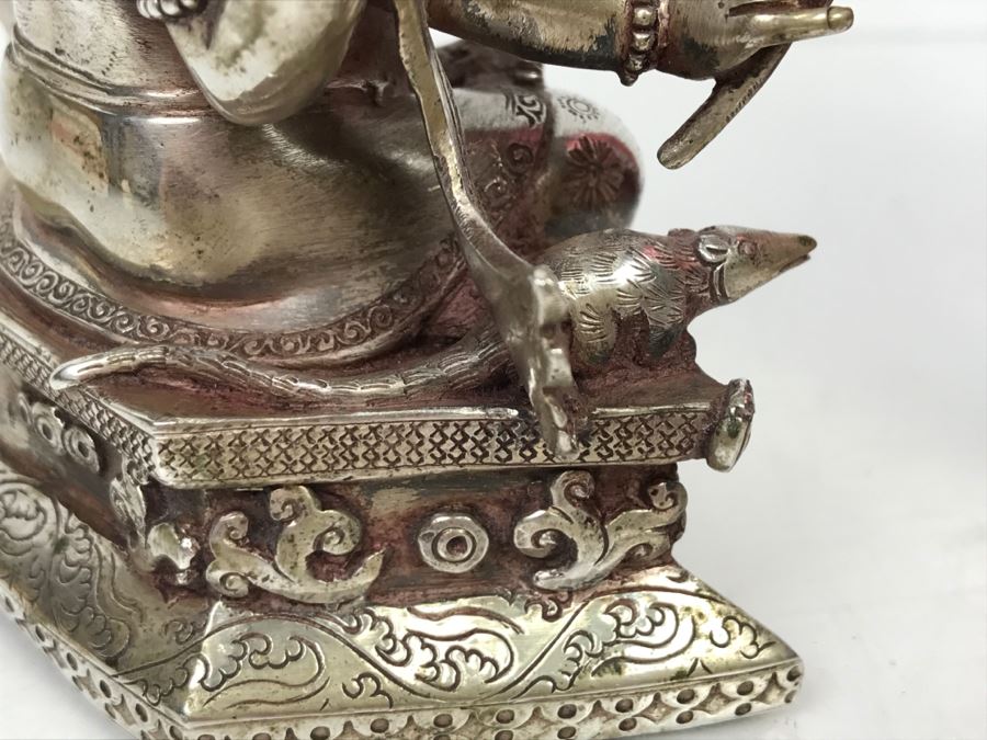 Vintage Silver Indian Deity Sculpture Ganesha Made In Nepal [Photo 18]