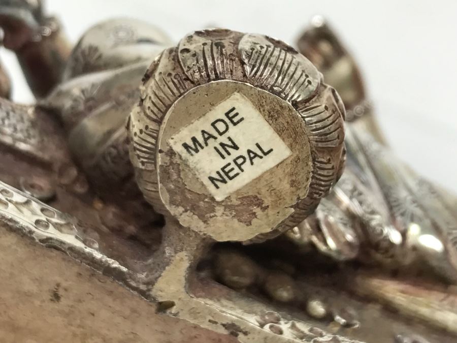 Vintage Silver Indian Deity Sculpture Ganesha Made In Nepal [Photo 35]