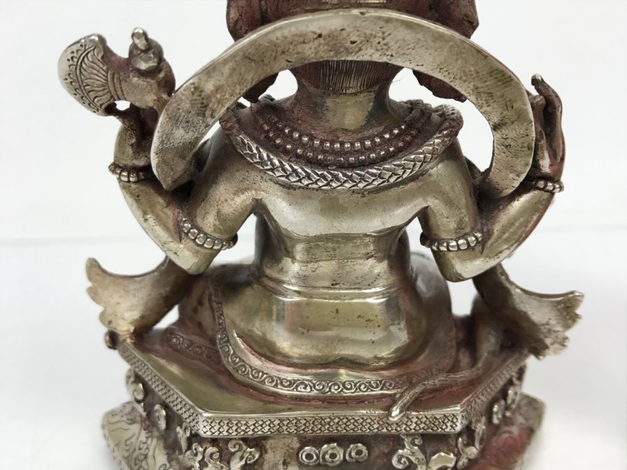Vintage Silver Indian Deity Sculpture Ganesha Made In Nepal [Photo 14]