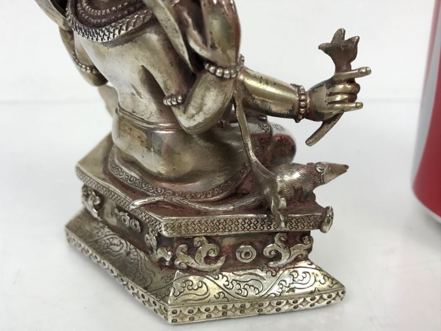 Vintage Silver Indian Deity Sculpture Ganesha Made In Nepal [Photo 17]
