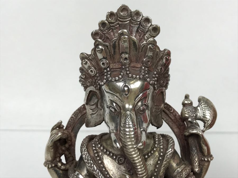 Vintage Silver Indian Deity Sculpture Ganesha Made In Nepal [Photo 24]