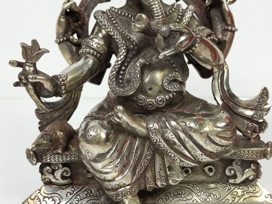 Vintage Silver Indian Deity Sculpture Ganesha Made In Nepal [Photo 28]