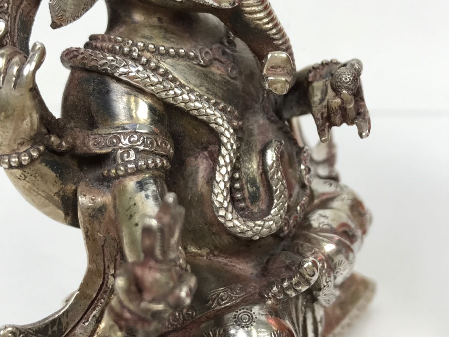 Vintage Silver Indian Deity Sculpture Ganesha Made In Nepal [Photo 21]