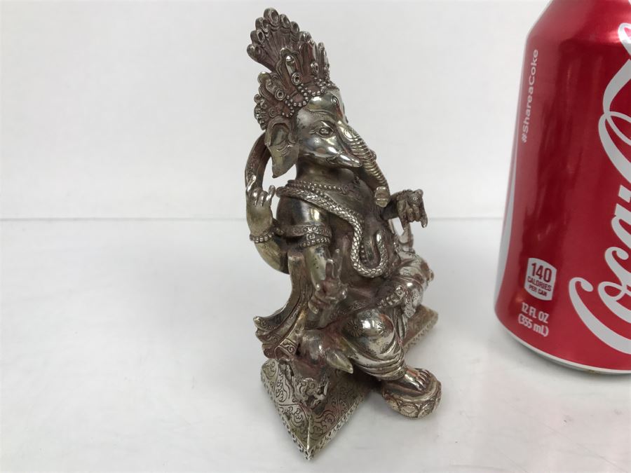 Vintage Silver Indian Deity Sculpture Ganesha Made In Nepal [Photo 19]