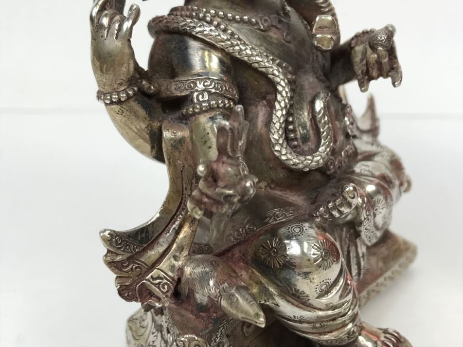 Vintage Silver Indian Deity Sculpture Ganesha Made In Nepal [Photo 22]